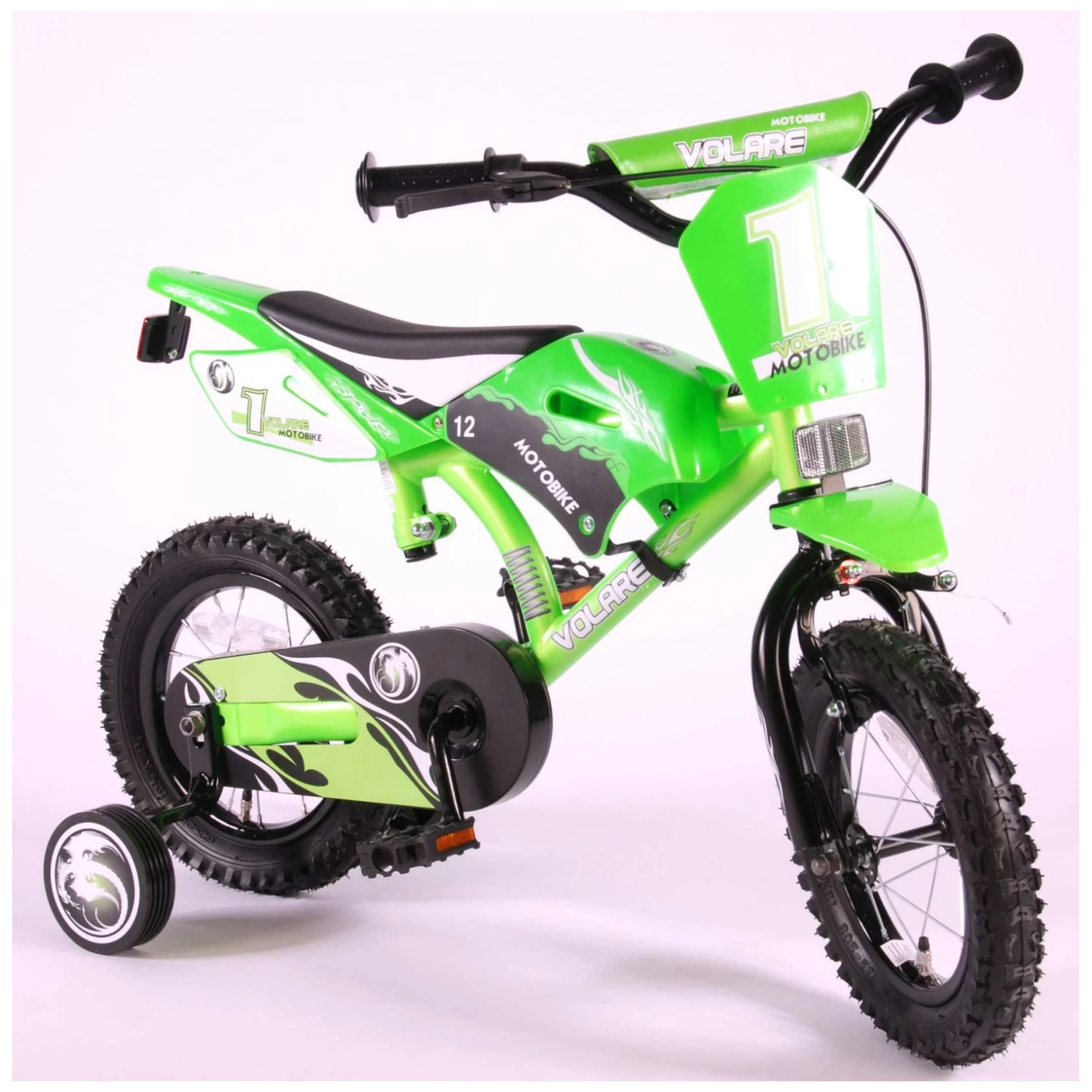 Volare Motobike Fiets - 12 Inch - Groen 2 Volare Motobike Fiets - 12 Inch - Groen - Afbeelding 2