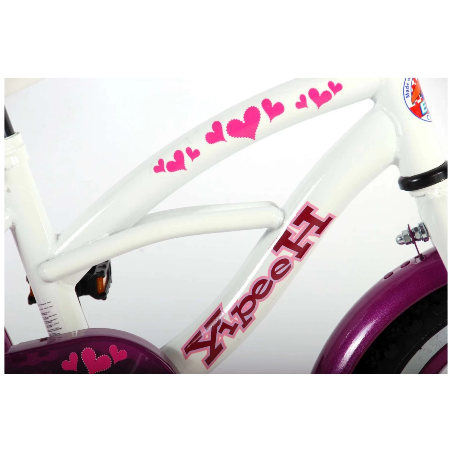 Volare Heart Cruiser Fiets - 12 Inch - Wit Paars 7 Volare Heart Cruiser Fiets - 12 Inch - Wit Paars - Afbeelding 7