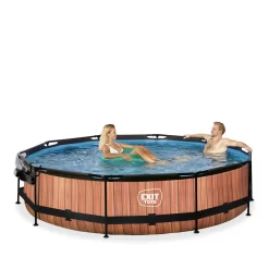EXIT TOYS EXIT Wood Zwembad ø360x76cm Met Filterpomp En Overkapping - -Hudora Winkel 1080913g