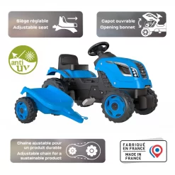 Smoby Farmer XL Traptractor Met Trailer Blauw -Hudora Winkel 1440744d