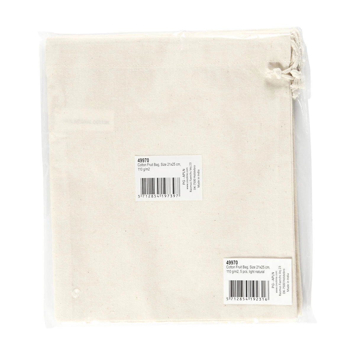 Creativ Company Knikkerzak Naturel, 5st. 3 Creativ Company Knikkerzak Naturel, 5st. - Afbeelding 3